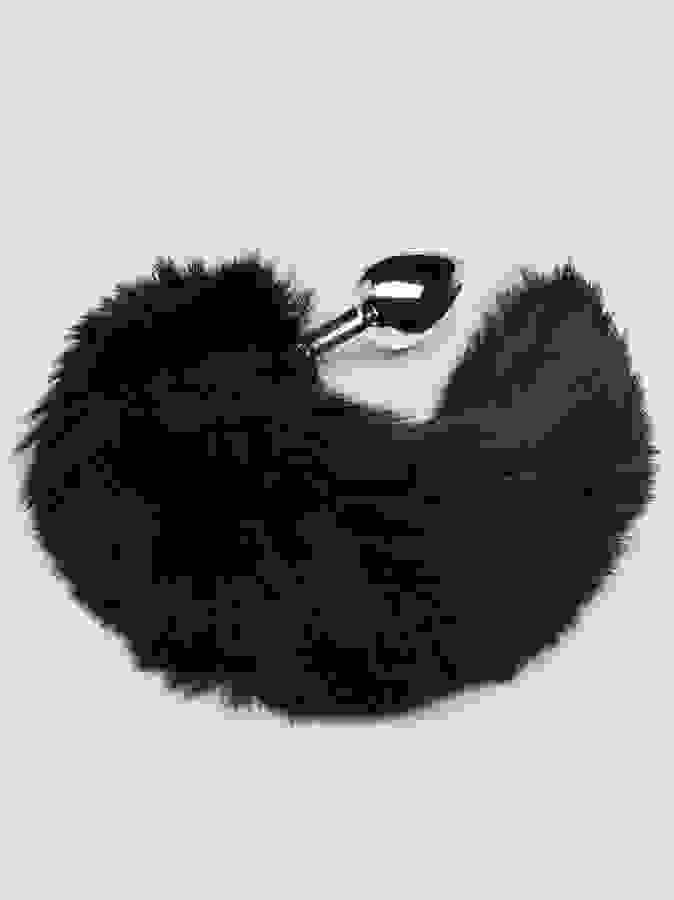 DOMINIX Deluxe Stainless Steel Medium Faux Fur Animal Tail Butt Plug, Black, hi-res